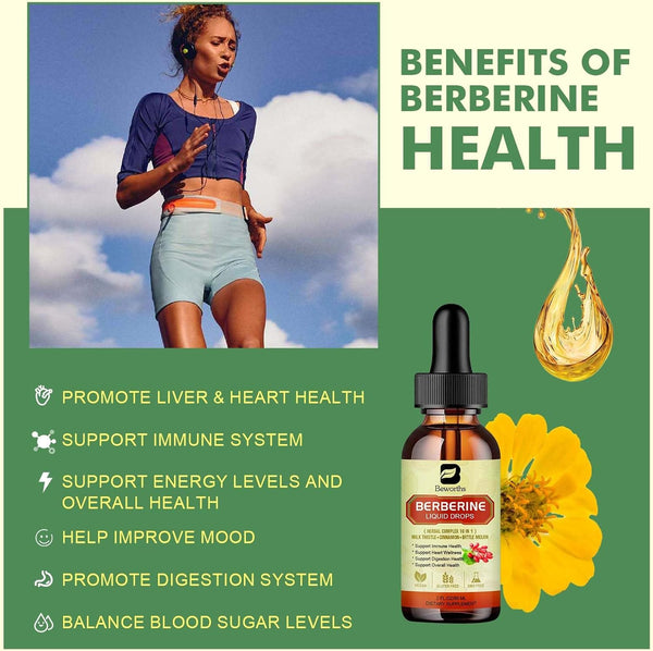 Berberine Supplement with Ceylon Cinnamon - Berberine Liquid Drops with Turmeric Curcumin, Ceylon Cinnamon, Bitter Melon, Berberine Phytosome for