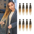 8 Pack Ombre Braiding Hair Pre Stretched - 20" 75G/Pack Premium Pre Stretched Braiding Hair Extensions, Professional Itch Free Yaki Texture