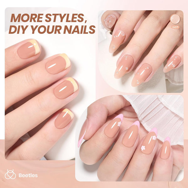 Beetles Nude Gel Nail Polish, 15ml Neutral Brown Base Color Gel Polish | Nail Concealer Mocha Sheer Translucent Effect Soak Off UV French Art