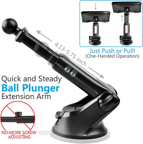 1Zero GPS Suction Cup Mount for Garmin [Quick Extension Arm], Replacement GPS Dash Ball Mount Dashboard Windshield Car Holder for Garmin Nuvi Dezl