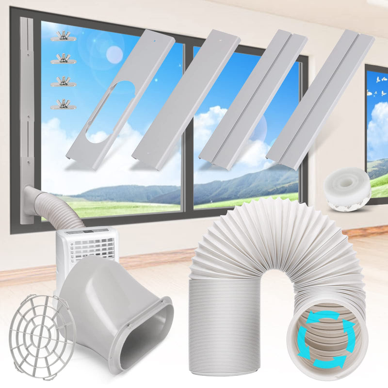 Portable Air Conditioner Window Vent Kit with 5.9” Exhaust Hose Adjustable Portable AC Window Kit for Ducting Universal Portable AC Seal Panel for