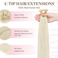 GOO GOO U Tip Hair Extensions - Real Human Hair, 14inch 50g 50S, Hot Fusion, Invisible Remy, 60A Platinum Blonde 14 Inch-50g-50S U-#60A Platinum