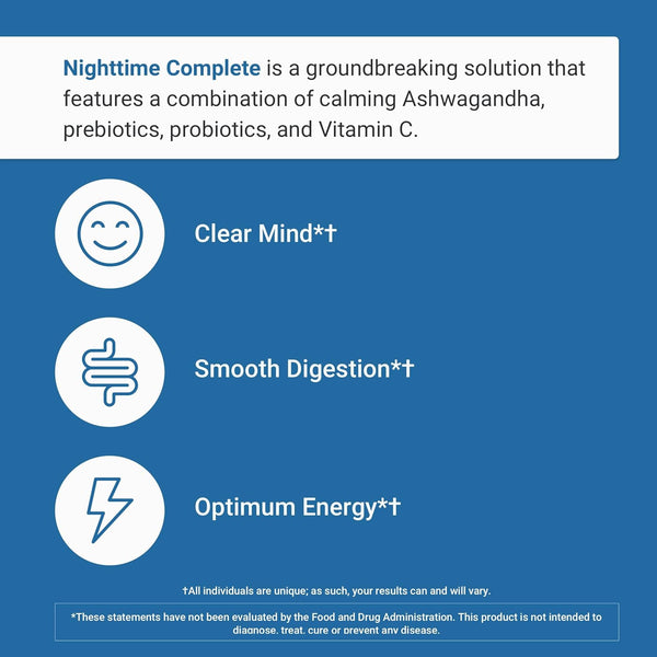 ACTIVATEDYOU Nighttime Complete Daily Wellness Drink- Smooth Digestion, Gut Health, Calmness W/Prebiotics, Probiotics, 12 Billion CFU &