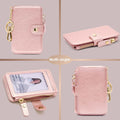 Keychain wallet, Rfid Blocking Credit Card Holder Leather, Zipper Card Case for Women Pink