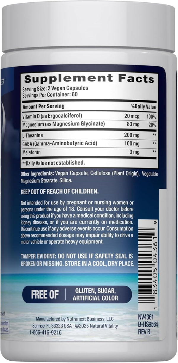Natural Vitality Calm Sleep Magnesium Supplement, Melatonin & Magnesium Citrate, Sleep Aid Capsules, Gluten Free, Vegan, Non-Gmo, Helps the Body