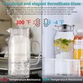 Bivvclaz 2 Liter 68 oz Glass Pitcher with Lid and Handle, Glass Carafe for Hot/Cold Water, Large Iced Tea Pitcher for Coffee, Juice and Homemade