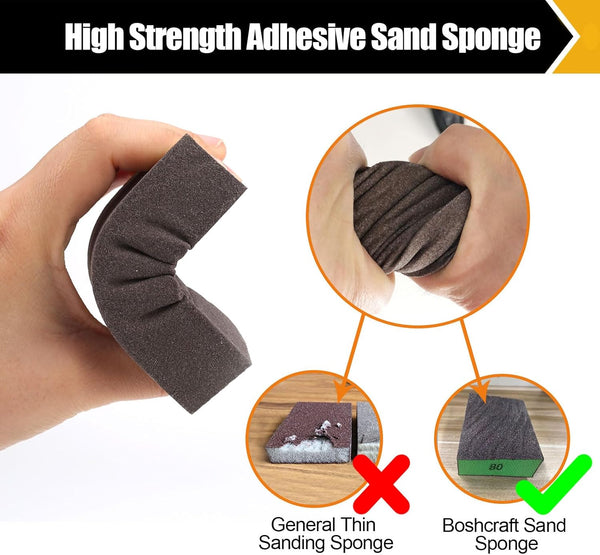 BOSHCRFAT 10 Pack Sanding Block, Washable and Reusable Sanding Sponge for Wood Drywall Metal Glasses Coarse/Medium/Fine/Superfine in