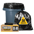 Tasker 55-60 Gallon Trash Bags Heavy Duty | Value 50 Count Bags W/Ties | Extra Large Industrial Trash Bags 55 Gallon, Lawn and Leaf Bags, Extra