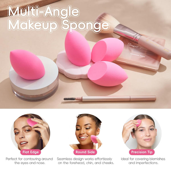 GWT Makeup Sponge Set, 6 Pcs Latex-Free Beauty Blender Sponges for Foundation, Liquid & Cream, Ultra-Soft Wonder Sponges, Multi-Angle Blending,