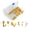 400 Pcs Gold Push Pins Set,7 Styles Push pins, Pin Tacks,Decorative Thumb Tacks for Cork Board,Bulletin Boards Home Office Accessories