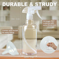 Plastic Spray Bottles (2-Pack, 16.9 Oz) Heavy Duty Spraying, Mist & Stream Clear, 2-Pack