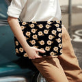 Cosmetic bag Makeup bag Preppy Cute Corduroy Toiletry bag for women travel essentials (Flower black)