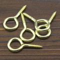 HELIFOUNER 200 Pieces 0# Screw Eyes, Screw in Eye Hooks, Metal Screw Eye Pins Hooks, Brass Plated Steel Screw Eyes, Gold 0# Gold