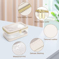 Travel Clear Makeup Bag with Makeup Brush Bag, Leather Make up Case Toiletry Bag, Portable Cosmetic Bag Case, Transparent Waterproof Cosmetic