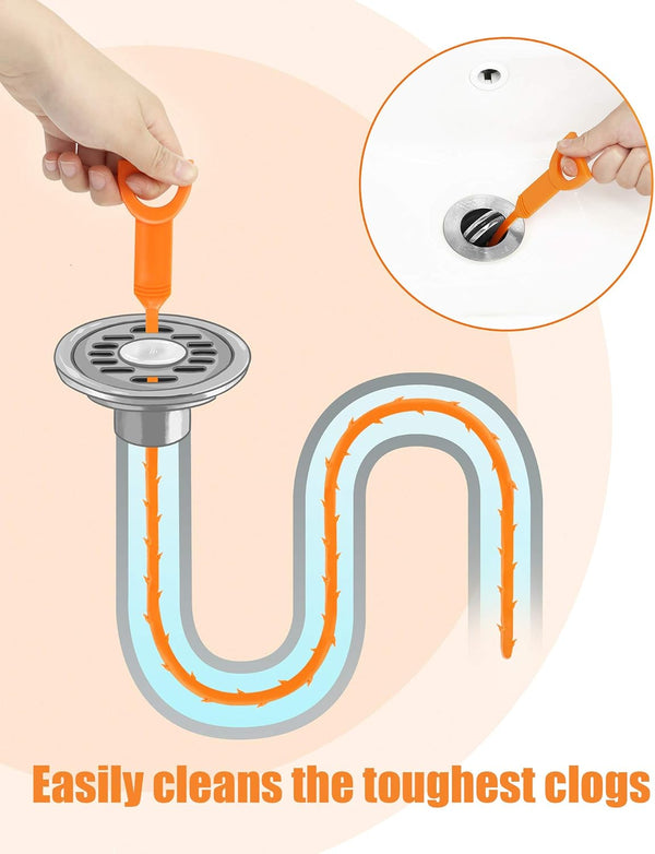 6PCS Drain Clog Remover Tool, Drain Hari Cleaner Tool, Hair Cather Shower Drain Tool, Drain Auger Hair Cleaning Tool for Shower Kitchen Sink Bath