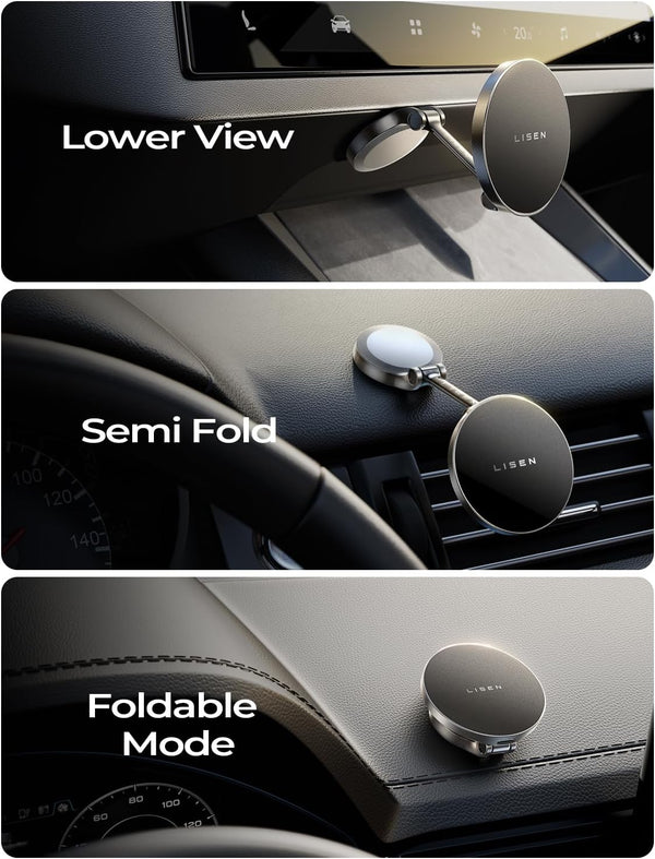 LISEN for Magsafe Car Mount Charger, 15W Fast Charging Magnetic Wireless Car Charger [Mini & Metal], 2025 Ultra Magnetic Car Phone Holder