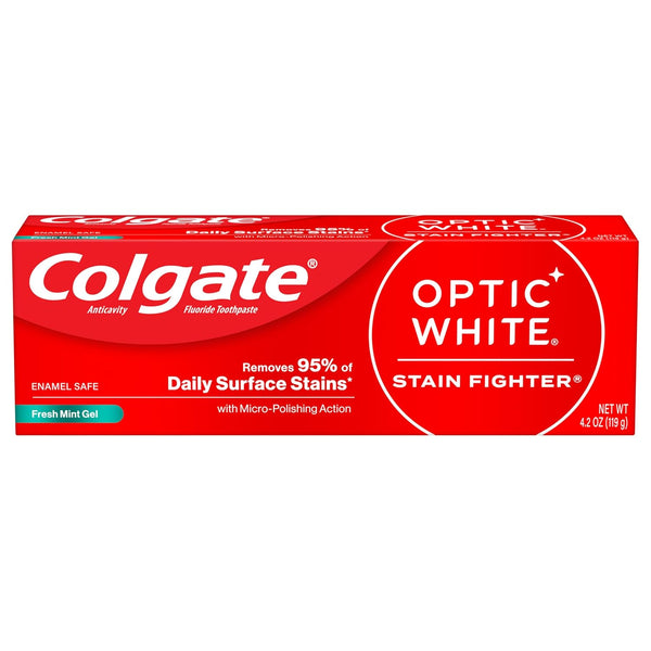 Colgate Optic White Stain Fighter Teeth Whitening Toothpaste, Anticavity Fluoride Toothpaste for Whitening Teeth, Helps Remove Daily Surface