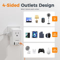 USB C Charger Block 20W PD, TESSAN Foldable Wall Charger with 4 USB Ports and 4 AC Outlet Extender, Multi Charging Station for Cruise, Home,