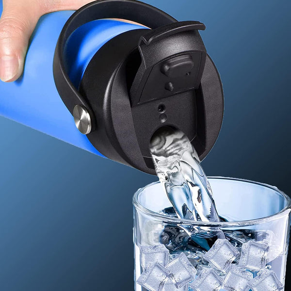 FLORAPELL Lid Compatible with Hydro Flask 12 16 18 20 32 40 OZ Wide Mouth, Flip Lid Replacement Lids with Flex Strap Handle, Leak-Proof Flask Cap