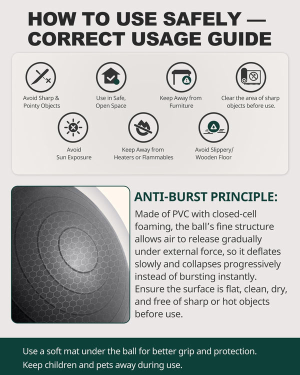 Trideer Extra Thick Yoga Ball Exercise Ball, 5 Sizes Gym Ball, Heavy Duty Ball Chair for Balance, Stability, Pregnancy, Quick Pump Included