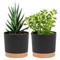 QCQHDU 5 inch Plant Pot, 2 Pack Planters for Indoor Plants with Drainage Holes & Saucer, Outdoor Flower Pots Home Garden Modern Decor Dark Grey 5 inch