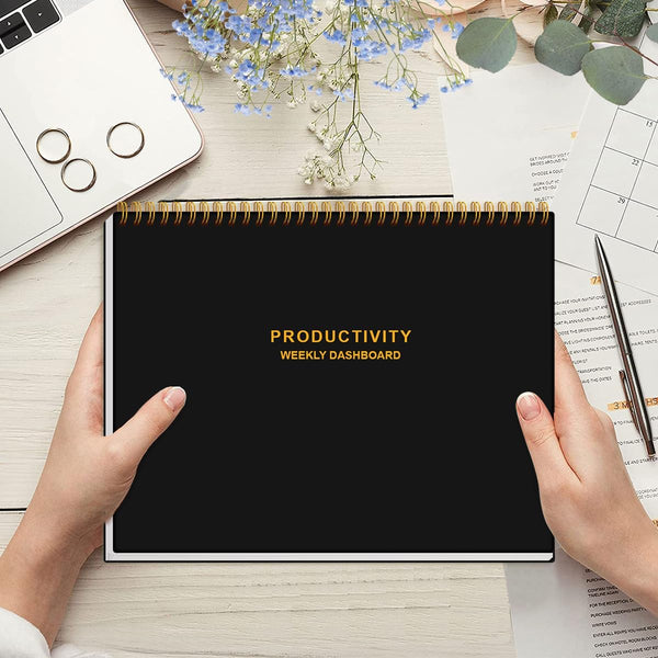 Weekly Productivity Dashboard - 8.5" x 11" Dashboard Desk Notepad Has 6 Focus Areas to List Tasks for Goals, Projects, Clients, Academic or