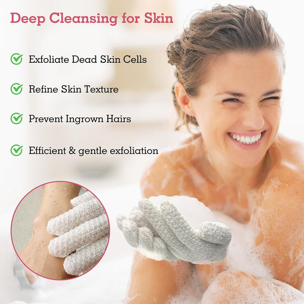 Evridwear Exfoliating Glove for Shower Bath, Body Wash Loofah Gloves Women | 100% Nylon, Thick, Hanging Loop, Exfoliate Dead Skin for Dry