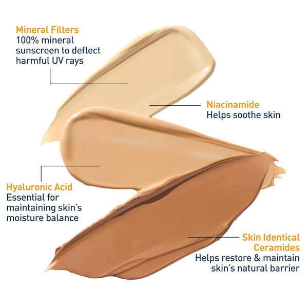 CeraVe Hydrating Mineral Sunscreen SPF 30 with Sheer Tint, Tinted Mineral Sunscreen with Zinc Oxide & Titanium Dioxide, Blends Seamlessly For