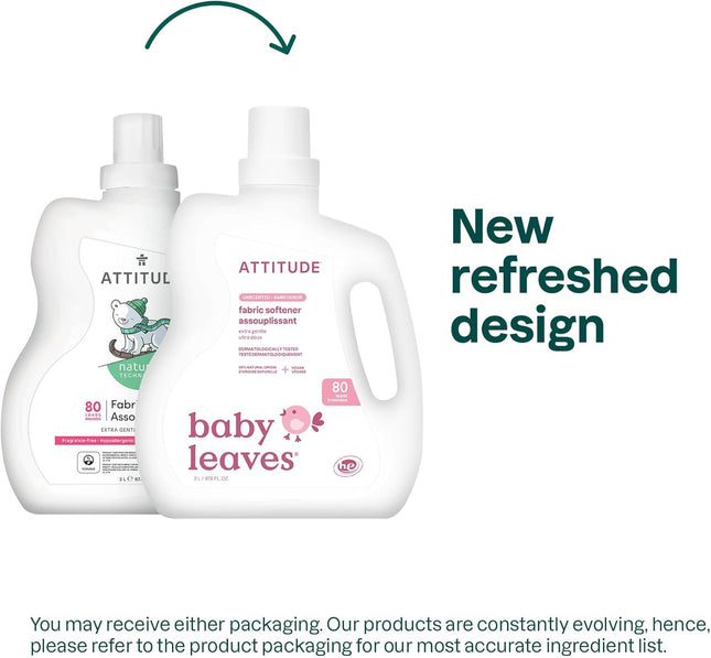 ATTITUDE Baby Fabric Softener, Plant and Mineral-Based Ingredients, HE Compatible, Vegan and Cruelty-Free Laundry and Ho
