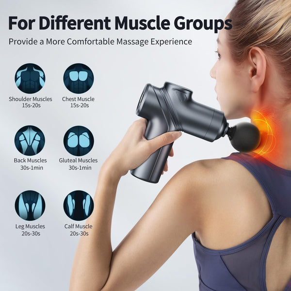 Massage Gun Deep Tissue, Silent Brushless Motor and Portable Massage Gun with 4 Interchangeable Heads for Deep Muscle Relief and Relaxation, Relax