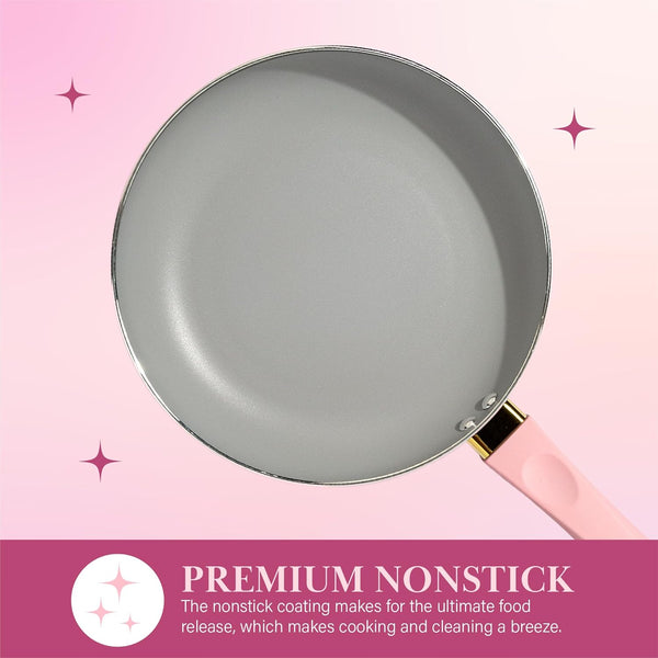 Paris Hilton Epic Nonstick Pots and Pans Set, Multi-layer Nonstick Coating, Tempered Glass Lids, Soft Touch, Stay Cool Handles, Made without PFOA,