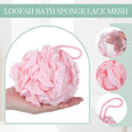 Sunnyray 4 Pack Loofah Bath Sponge Lace Mesh Set Large 60G Shower Poufs Body Scrubber Bath Loofah Ball Body Wash Sponge Exfoliating Scrubber Luffa