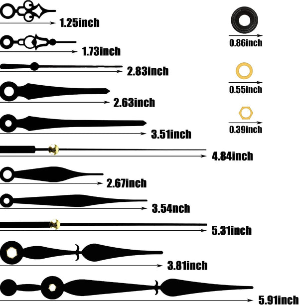 5pcs High Torque Quartz Clock Movement Mechanism Replacement Clock Kit with 12 Different Pairs of Hands Clock for DIY Handicrafts Repair Clock