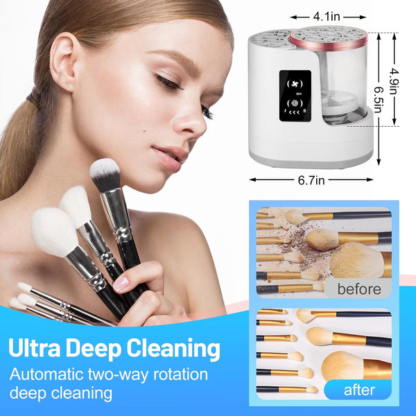 3 in 1 Electric Makeup Brush Cleaner Machine - 2/5 Hour Drying, One-Touch Touchscreen Makeup Brush Cleaner Machine, Universal Fit for All Brush