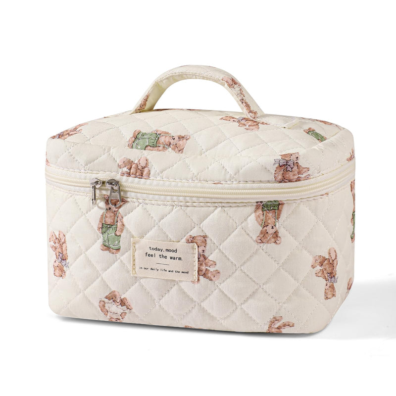 uekeboag Large Travel Quilted Makeup Bag for Women (03White-Bear) 1Pc 03 White Bear