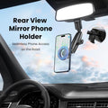 Magnetic Phone Holder for Car, Rear View Mirror Phone Holder, 360Â° Rotating Car Phone Mount, Compatible with Iphone 16/15/14/13/12 Series and All