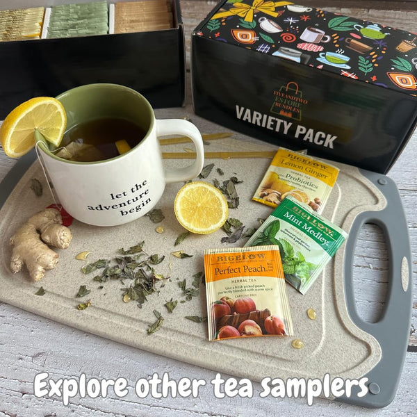 56-Piece Tea Sampler Gift Set Ã¢ÂÂ 14 Flavors, Premium Assorted Variety Pack with 10 Honey Sticks & Recipe Ebook Ã¢ÂÂ Gift for Tea Lovers, Him