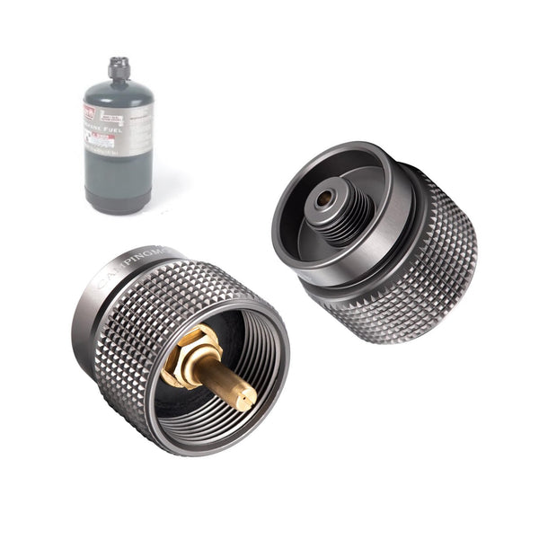 CAMPINGMOON 2Pcs Set Camping Grill Gas Stove Adapter, Input: 16Oz/1Lb Small Propane Canister, Output: EN417 Lindal Valve Z22-2P