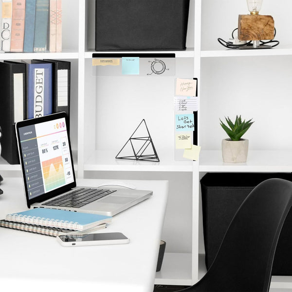 DOLLAR BOSS Monitor Memo Boards for Computers 2 Pcs Office Desk Accessories 11" X 3.1" Transparent Acrylic Monitor Side Panel Multifunction