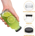 umud Juice Bottles with Lids, 16 Oz, Set of 3 | Clear Glass Jars with Caps, Reusable Empty Drink Containers, For Juicing, Smoothies, Water, Milk,