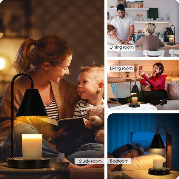 Candle Warmer Lamp,Electric Candle Warmer with Dimmable Light,Scented Wax Melter,No Smoke,Compatible with Various Jar,With 2 Light Bulbs,Home