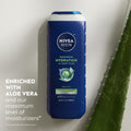 NIVEA MEN Maximum Hydration Body Wash for Dry Skin, Aloe Vera Enriched, 3-in-1 Moisturizing Body Wash, Face and Hair, Paraben Free, Vegan Formula,