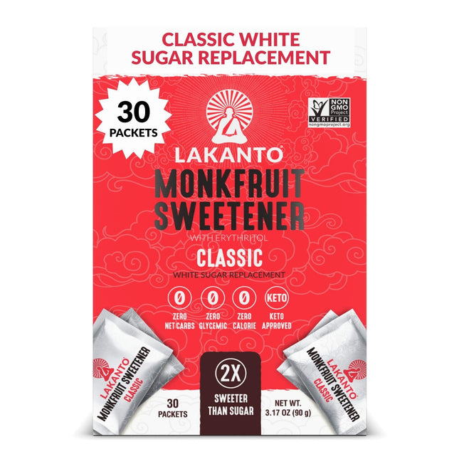 Lakanto Classic Monk Fruit Sweetener with Erythritol Packets - White Sugar Repla