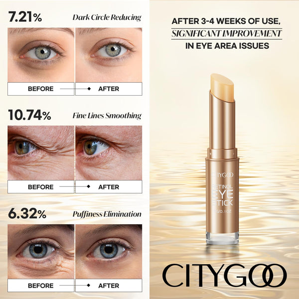 Retinol Eye Stick with Collagen, Hyaluronic Acid for Dark Circle, Wrinkles in 3-4 Weeks, under Eye Cream anti Aging, for Puffiness and Bags