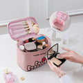 AmBealla Travel Makeup Bag Large Cosmetic Bags with Brush Holder,Pink Waterproof 2PCS Portable Cosmetic Case for Women,Toiletry Storage Bag for
