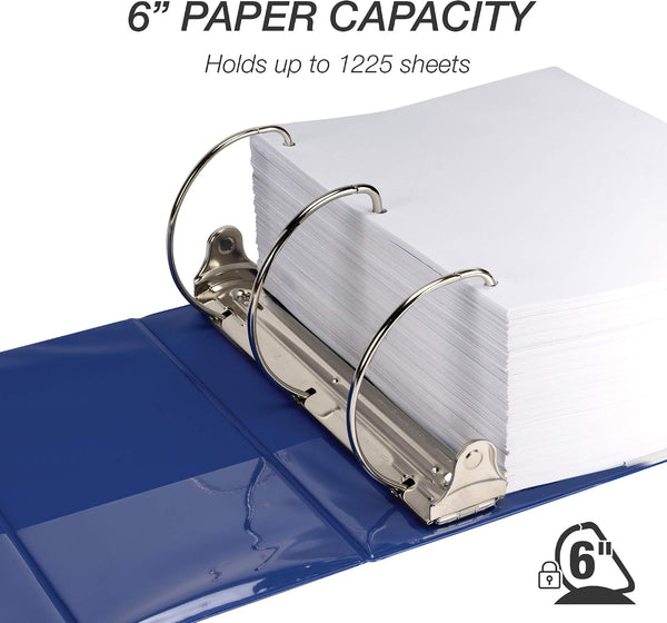 Samsill Durable 6 inch 3 Ring Binder, Locking D Ring 100% Recycled Chipboard, Blue, 2 Pack 2 Pack 6 Inch Blue
