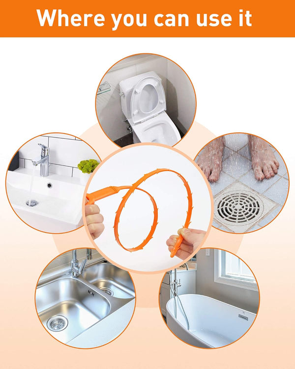 6PCS Drain Clog Remover Tool, Drain Hari Cleaner Tool, Hair Cather Shower Drain Tool, Drain Auger Hair Cleaning Tool for Shower Kitchen Sink Bath