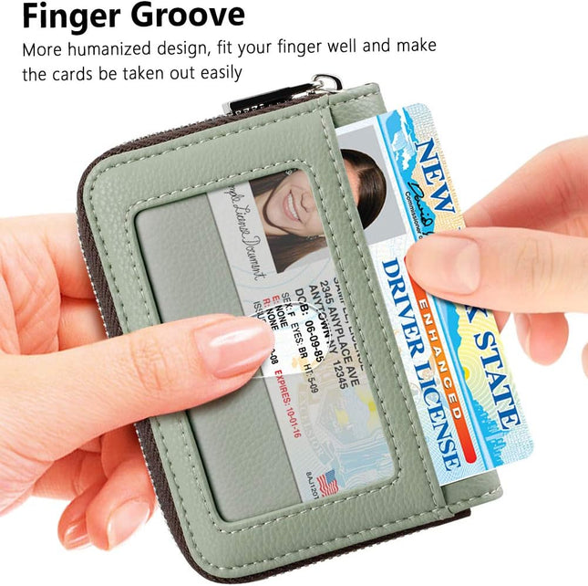 Furart Credit Card Wallet, Zipper Business Card Holder for Women, RFID Blocking,