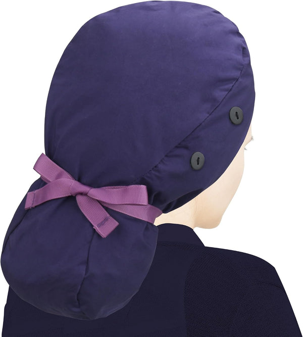 ABAMERICA Scrub Caps for Women Surgical Caps Nurse Hat Functional Ponytail Holder for Long Hair Single or Satin-Lined A- 69 Satin Lined Purple