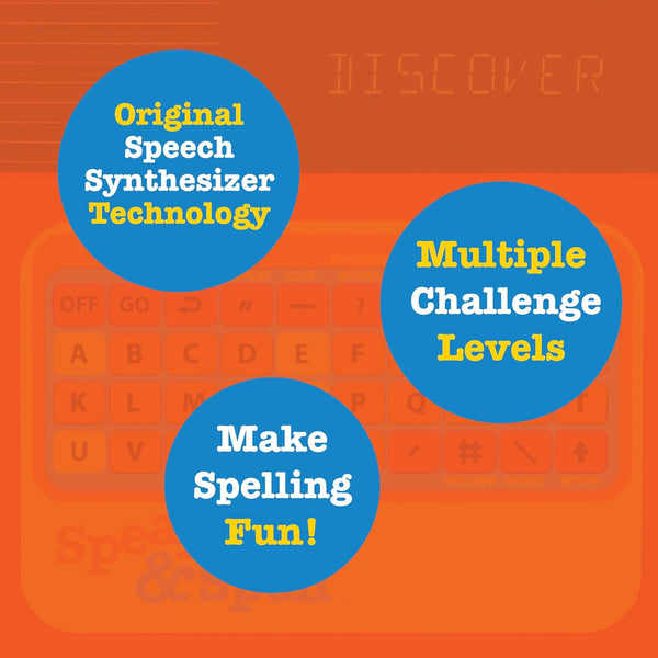 Playmonster Speak & Spell Electronic Game - Educational Learning Toy, Spelling Games, 80S Retro Handheld Arcade, Autism Toys, Activity for Boys,